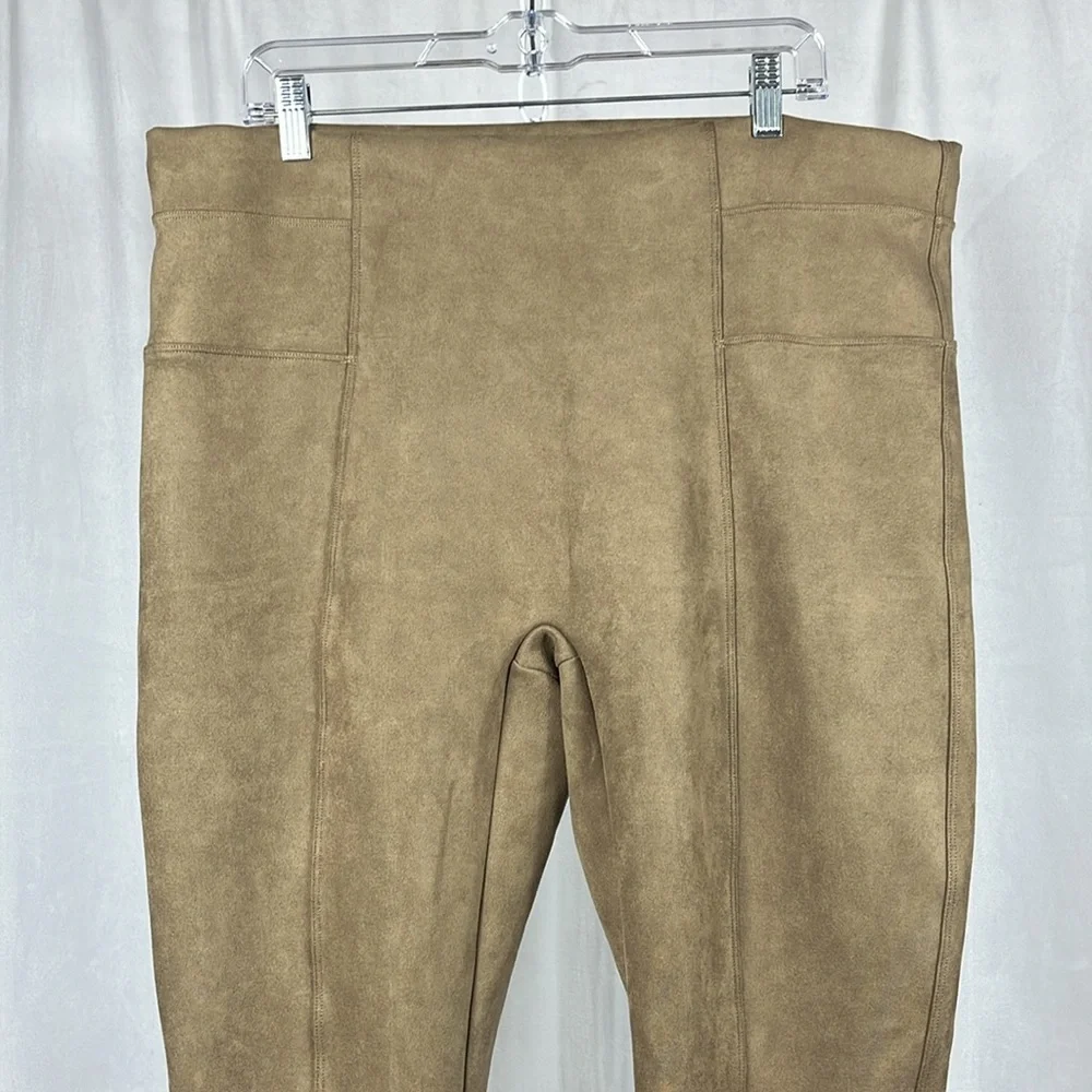 Spanx Faux Suede Stretch Leggings in‎ Camel.